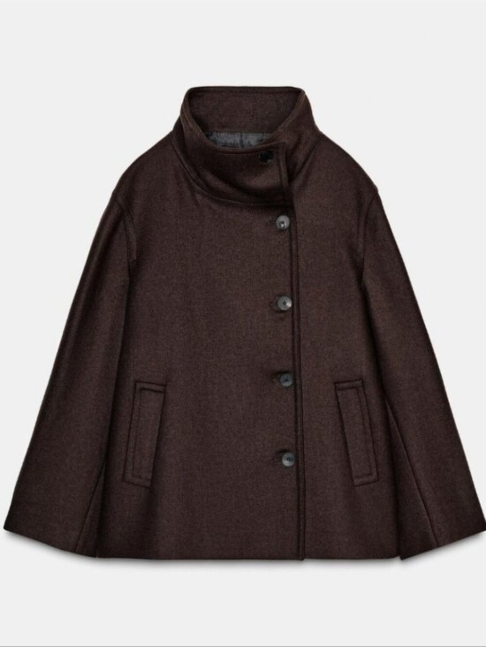 ZARA WOOL BLEND HIGH NECK SHORT COAT NWT